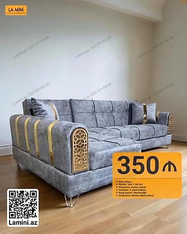 Künc divan – La Mini dizayn - Ölçülər: 260 × 160 sm - Mexanizm