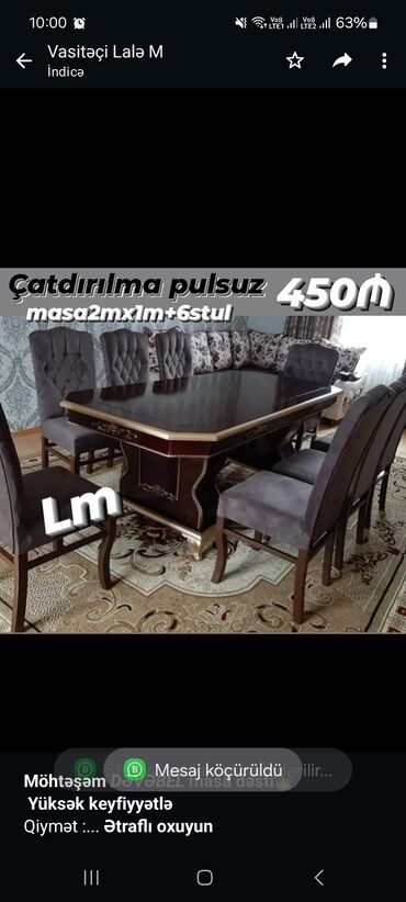 kafe ucun stol stul satilir: *Möhtəşəm _DƏVƏBEL_ masa dəsti*👑 *Yüksək keyfiyyətlə* Qiymət 