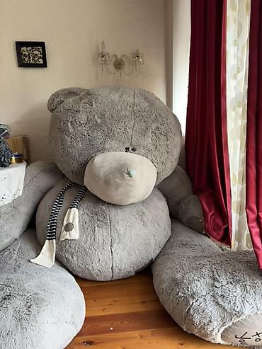 Oyuncaqlar: Nəhəng ölçülü boz plyuş ayı oyuncaq - Rəng: açıq-boz, burnu bej — 1