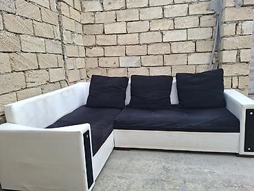 kunc divan: Ağ-qara künc divan - L formalı, 2 hissədən ibarət künc divan - Rəng — 2