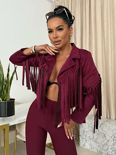 somot pantalone zenske: Jakna od velura sa resama 🌸 ✨ Efektan model koji svaki outfit čini — 4