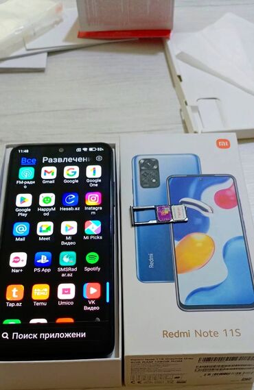 redmi note 11s qiymeti: Xiaomi Redmi Note 11S, 128 GB, 
 İki sim kartlı, Sənədlərlə, Sensor