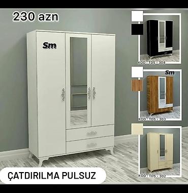 Dolablar: Üçqapılı paltar şkafı – güzgülü model Qiymət: 230 AZN Çatdırılma — 1