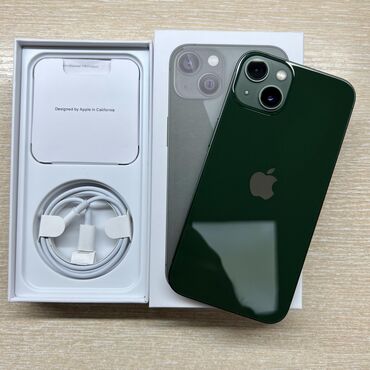 Apple iPhone: IPhone 13, Б/у, 128 ГБ, Зеленый, Зарядное устройство, Коробка, 90 %