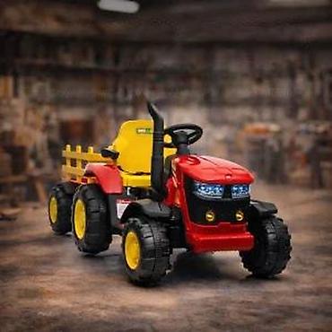 Traktori: Dečji traktor na akumulator sa prikolicom – crveno/žuti - Električni — 14