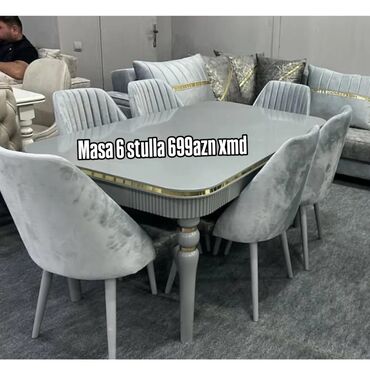 metbex ucun moyka: Qonaq otağı üçün, Yeni, Açılmayan, Dördbucaq masa, 6 stul