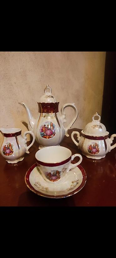 Çay dəsti, rəng - Ağ, Farfor, 6 nəfərlik