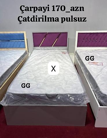 Ev üçün mebel: Çarpayı – klassik tək nəfərlik model - Başlıq hissəsi yumşaq döşəməli — 1