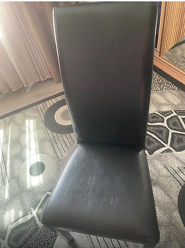 Yüksək bel dəstəkli yemək otağı/kreslo - Material: qara eko‑dəri
