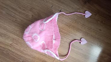 kepkali шапка: Uşaq qız üçün toxunma papaq - Brend: Babyh - Rəng: açıq çəhrayı, ağ — 3
