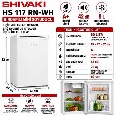 Soyuducular: №: 14966 Məhsulun adı: Soyuducu Shivaki HS 117 RN-WH, birqapılı, ağ — 1