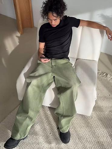 Джинсы: Matcha Denim Jeans — широкие джинсы цвета матча размер M абсолютно — 3