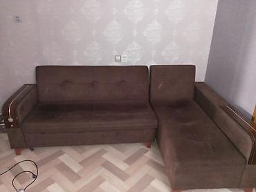 divan istikbal: Künc divanı – qəhvəyi rəng, yumşaq parça üzlük - L formalı künc — 3