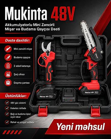 Mişarlar: №: 4386 Məhsulun adı: Akkumulyatorlu mini zəncirli mişar və budama — 1