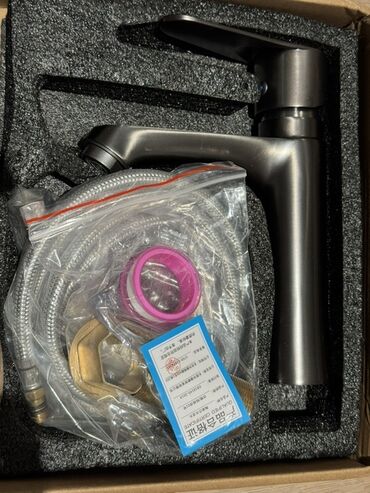 Другие товары для дома и сада: Смеситель для умывальника, однорычажный, цвет графит/тёмный никель — 8