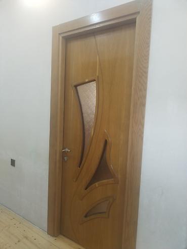 poluq taxta: Taxta otaq qapısı – dekorativ şüşəli model - Material: təbii ağac — 2