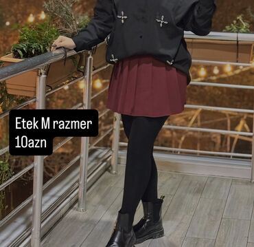 midi karandaş qadın ətəkləri: M razmer büzməli mini ətək – bordo rəngdə. - Model: Pliseli (büzməli)