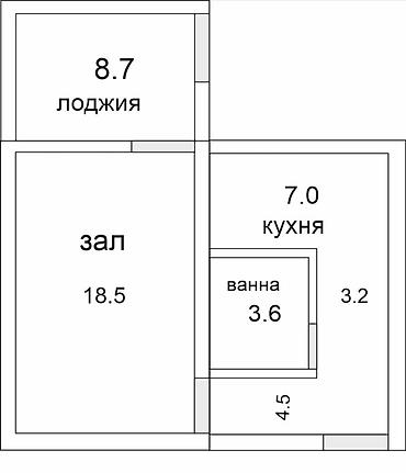 flat osh: Продается однокомнатная квартира по планировке на фото.35,2м — 1