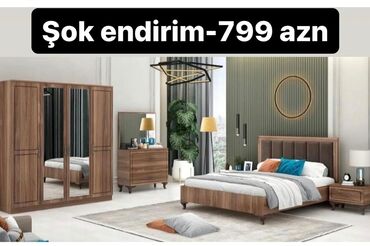 Yataq otağı dəstləri: İkinəfərlik çarpayı, Dolab, Termo, 2 tumba, Azərbaycan, Yeni — 2