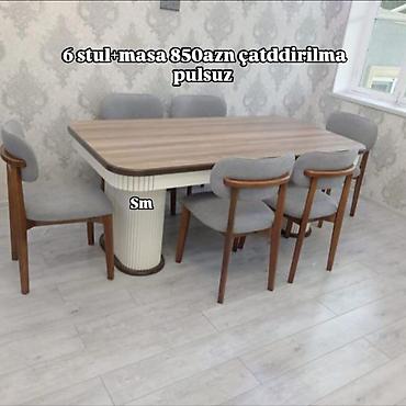 Qonaq otağı üçün, Yeni, Açılmayan, Dördbucaq masa, 6 stul