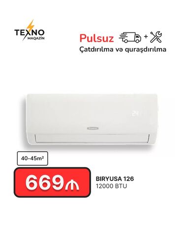 sanayi tipi mikser: Kondisioner 40-45 kv. m, Split sistem, Kredit yoxdur, Pulsuz quraşdırılma