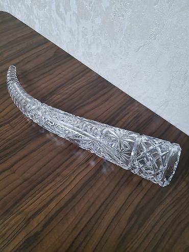 siqaret qabı: Kristal dekorativ “buynuz” qab - Material: qalın kəsimli kristal şüşə — 1
