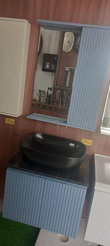 Hamam dolabları: Hamam üçün mebel dəsti – güzgülü şkaf, alt dolab və üst qab-lavabo - — 1