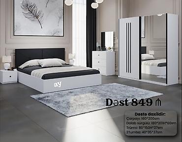 2 mertebe evler: Yataq otağı mebel dəsti – müasir dizayn, ağ-qara rəng kombinəsi və — 1