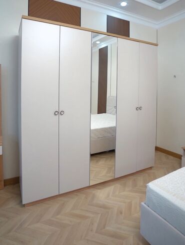 Спальные гарнитуры: Спальный гарнитур, Двуспальная кровать, ДСП, цвет - Бежевый — 4