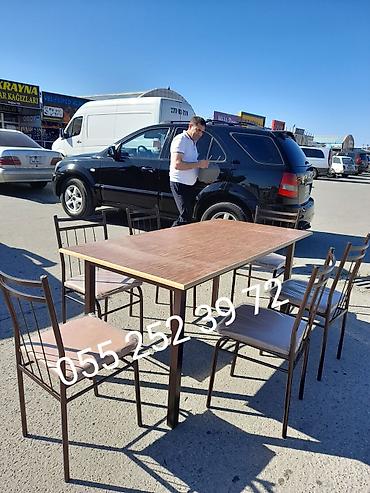 Masa və oturacaq dəstləri: Qonaq otağı üçün, Yeni, Açılmayan, Dördbucaq masa, 6 stul — 4