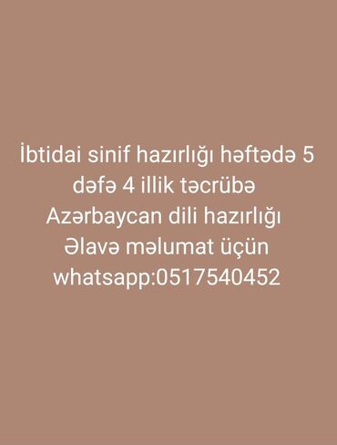 репетитор по русскому 5 класс: Məktəbəqədər və ibtidai sinif hazırlığı, Azərbaycan dili, Fərdi, Evə gəlməklə, Onlayn