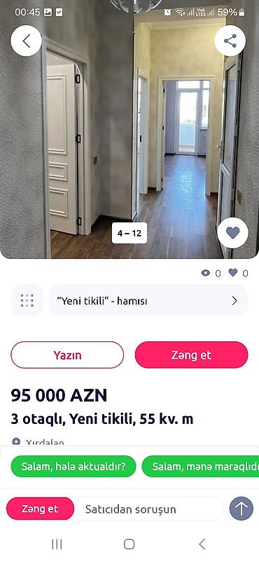 sumqayitda ev satisi: 2 otaqlı, Yeni tikili, 55 kv. m — 8
