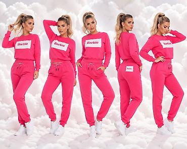 barbi trenerke: Ženski duks + donji deo trenerke “Barbie” komplet, intenzivno roze — 1