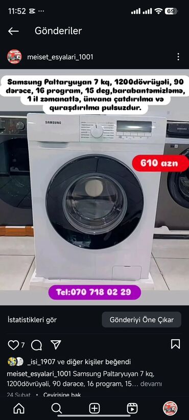 Paltaryuyan maşınlar: Paltaryuyan Anbardan satiş.Qimətlər aşagida qeyd olunub.Ünvana — 122