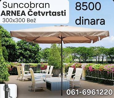 lil solid 2.0 bijelo svjetlo: Suncobran ARNEA – četvrtasti, dimenzije 300 x 300 cm, boja bež. Velika — 1
