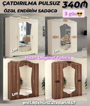 ugur mebel fabriki: *_DOLAB_* *4 qapılı* _*FABRİK İSTEHSALI*_ Qiymət : *340₼*