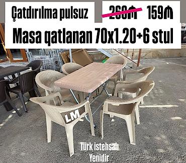 plastik stol stul: Yeni Plastik masa dəsti📌 _*Türk istehsalı masa+6STUL*_ 📌 *Qiymət — 1