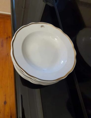 чайный сервиз барановка ссср: Boşqablar, 6 ədədli dəst, rəng - Ağ, Farfor, SSRİ