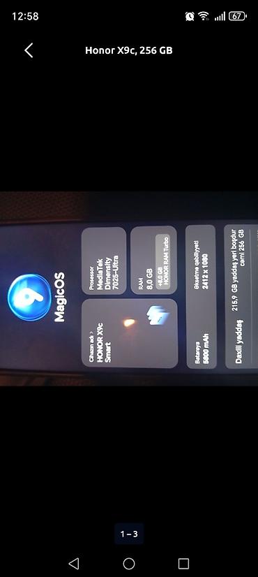 honor x9 b: Honor X9c, 256 GB, rəng - Qara, Zəmanət, Sensor, Barmaq izi — 8
