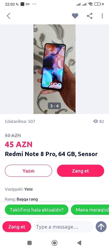 əl telefonu: Redmi Note 8T, 64 GB, rəng - Boz, Düyməli, Barmaq izi, Face ID