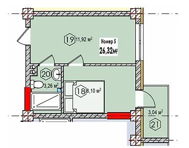 арт сити элит хаус: Студия, 26 м², 2 этаж, ПСО (под самоотделку) — 1