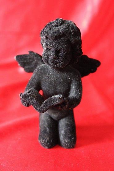 Figure: STARA FIGURA CRNI ANĐEO, GIPS I PLIŠ, RARITET | Stara drvena figura — 1