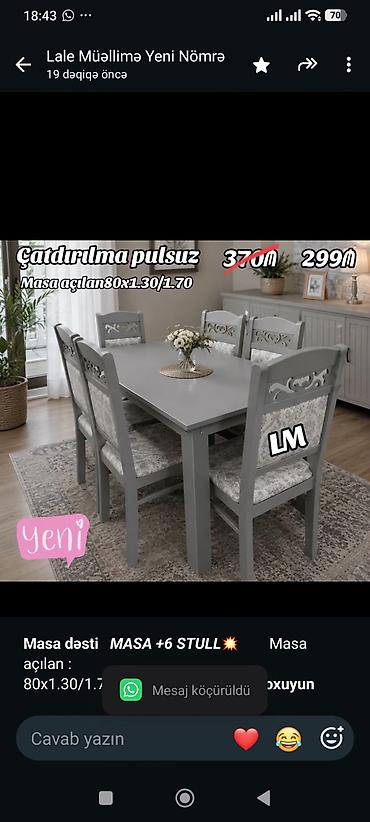 sdullar: *Masa dəsti* _*MASA +6 STULL💥*_ Masa açılan  — 1