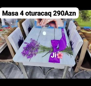 susə stollar: Mətbəx üçün, Yeni, Açılan, Dördbucaq masa, 4 stul — 3
