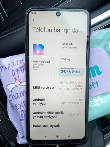 sensorlu: Redmi Note 9 Pro, 64 ГБ, цвет - Синий, Сенсорный, Отпечаток пальца, Две SIM карты