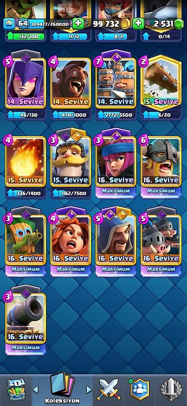 Digər əntiq əşyalar: Clash Royale hesabı: - Kral səviyyəsi: 64 - Daş: 2531 - Rozetlər — 3
