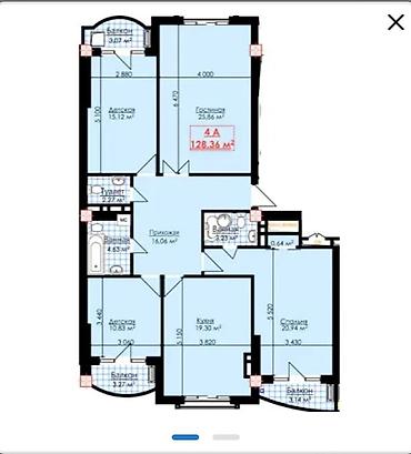 Продажа квартир: 4 комнаты, 126 м², 12 мкр Элитка, 11 этаж, ПСО (под самоотделку) — 2