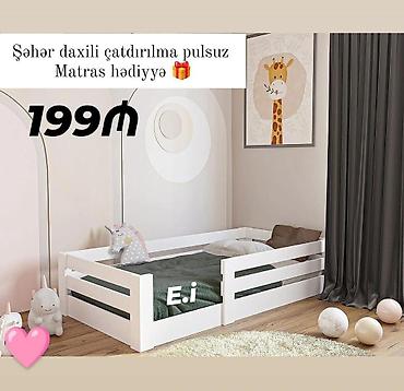 uşaq otaqı: Uşaq çarpayısı – modern minimal dizayn, ağ rəng. - Aşağı profilli — 1