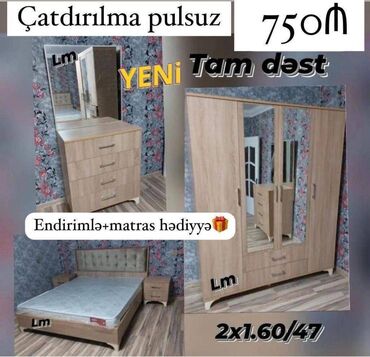 Yataq otağı dəstləri: Yataq otagi mebeli Sifarişlə və yeni Qiymət : 750₼ Dəstə daxildir
