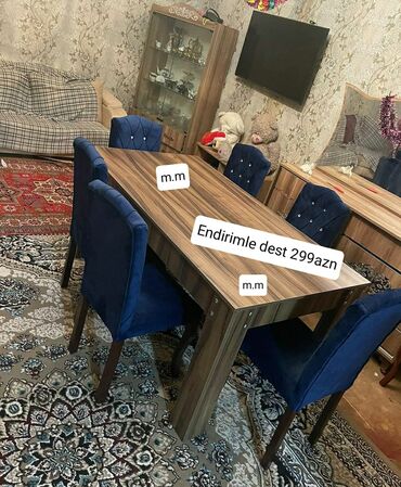 Masa və oturacaq dəstləri: Qonaq otağı üçün, Yeni, Açılmayan, Dördbucaq masa, 6 stul -da lalafo.az — 9 Masa və oturacaq dəstləri: Qonaq otağı üçün, Yeni, Açılmayan, Dördbucaq masa, 6 stul — 9
